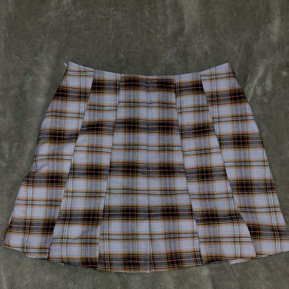 Forever 21 Mini Skirt Womens XS Lavender Multi Plaid Pleated Tartan Schoolgirl